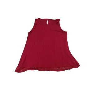 Zenana Signature Burgundy Lace Trim A-Line Tank Top Plus Size 1X Sleeveless Red